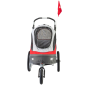 Preview: Hundebuggy Sporty-Trailer Deluxe Vorderansicht rot grau für kleine Hunde