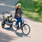 Preview: InnoPet Sporty-Trailer Evolution Fahrradanhänger Hund beige grau mit Hund im Einsatz