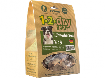 Petman 1-2-dry BARF Hühnerherzen für Hunde 175 g