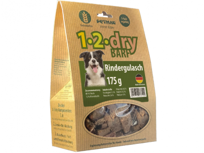 Petman 1-2-dry BARF Rindergulasch für Hunde 175 g