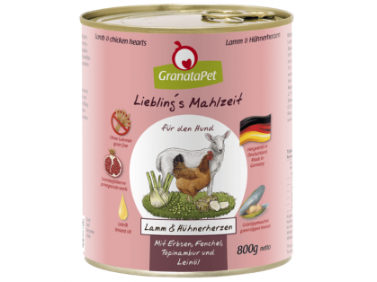 GranataPet Lieblings Mahlzeit Lamm & Hühnerherzen Hundefutter nass 800 g
