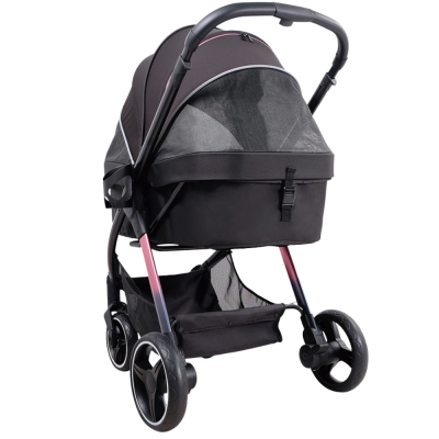 Ibiyaya® Retro Luxe Black Prism Hundebuggy schwarz Vorderansicht