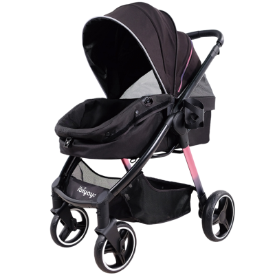 Ibiyaya® Retro Luxe Black Prism Hundebuggy schwarz vorne offen