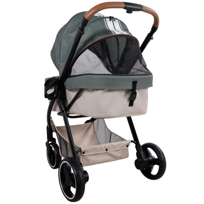 Ibiyaya® Retro Luxe Soft Sage Hundebuggy salbeigrün hinten offen