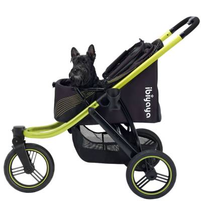 Ibiyaya® The Beast Jet Black Hundebuggy schwarz mit Hund Verdeck unten