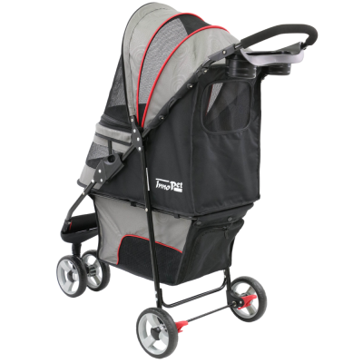 InnoPet® Avenue Hundebuggy für kleine Hunde hellgrau rot