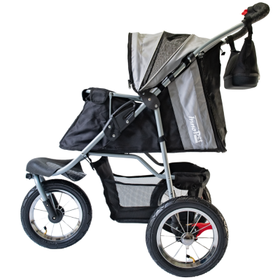 Hundebuggy Comfort Air ECO schwarz grau halboffen