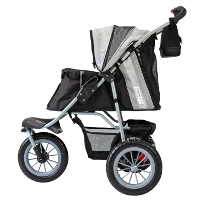 Hundebuggy Comfort EFA ECO schwarz grau für kleine Hunde Seitenansicht