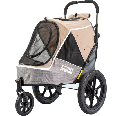 Hundebuggy Sporty-Trailer beige grau für kleine Hunde