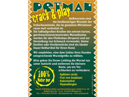 Petman Beißwurzel Crack and Play Gr. L Etikett Hinteransicht