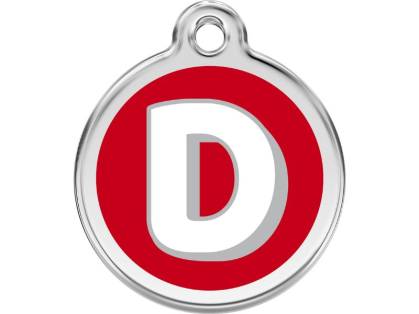 Red Dingo Hundemarke Buchstabe D rot mit Gravur