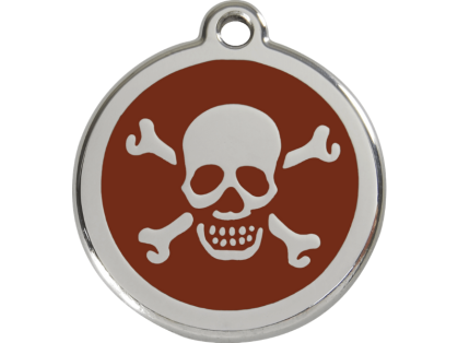 Red Dingo Hundemarke Totenkopf & Knochen braun mit Gravur