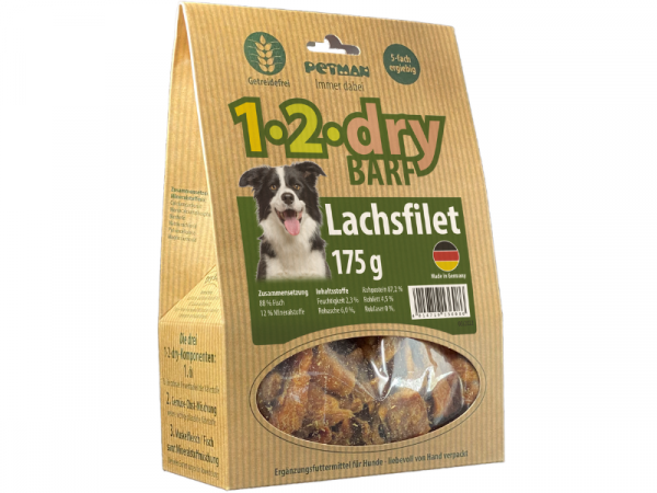 Petman 1-2-dry BARF Lachsfilet für Hunde 175 g