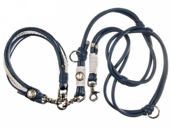 Halsband-Leinen-Set für Hunde im Marinelook blau weiß Halsband-Leinen-Set für Hunde im Marinelook blau weiß