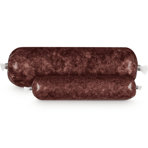 BARF-Menü Rind Frostfutter für Hunde in der Wurstverpackung