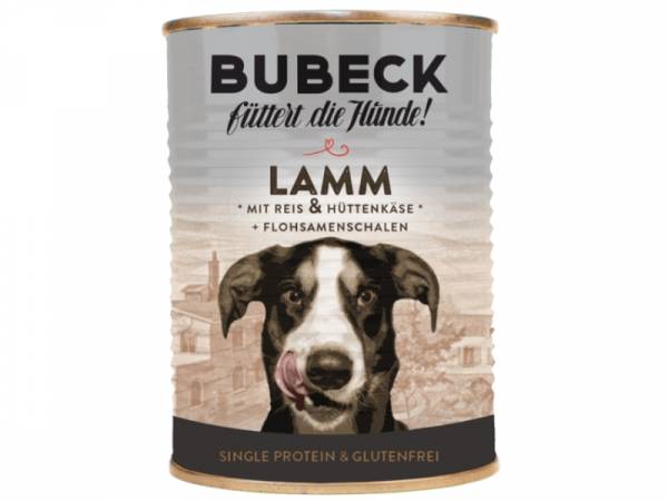 Bubeck Lammfleisch mit Reis & Hüttenkäse Hundefutter nass 400 g