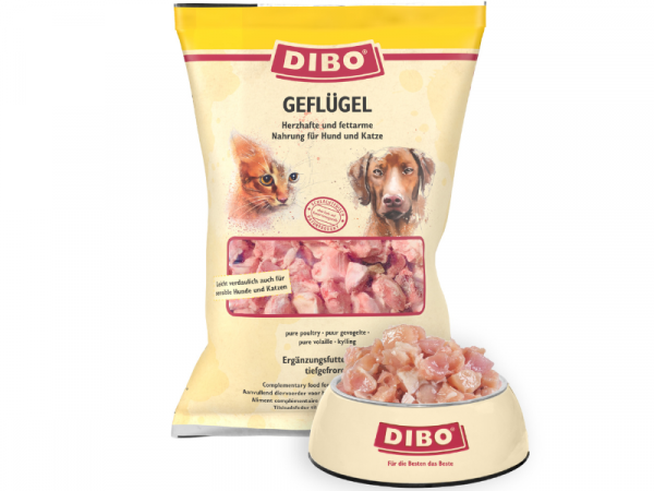 Dibo Geflügel BARF Frostfutter für Hunde und Katzen 2000 g