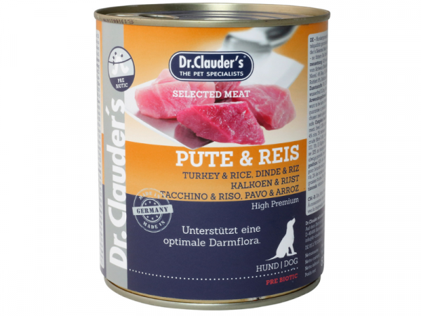Dr. Clauder`s Selected Meat Pute & Reis Hundefutter 800 g