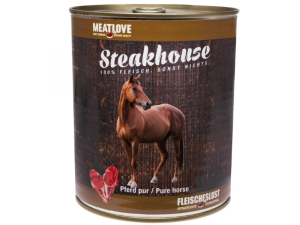 Fleischeslust Steakhouse Pferd Pur Hundefutter nass 800 g