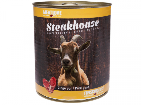 Fleischeslust Steakhouse Ziege Pur Hundefutter nass 800 g