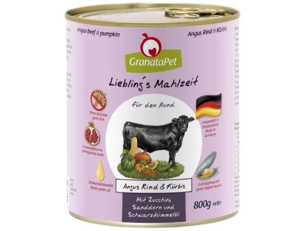 GranataPet Liebling`s Mahlzeit Angus Rind & Kürbis Hundefutter nass 800 g