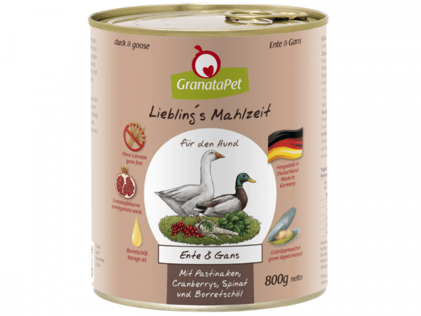 GranataPet Liebling`s Mahlzeit Ente & Gans Hundefutter nass 800 g