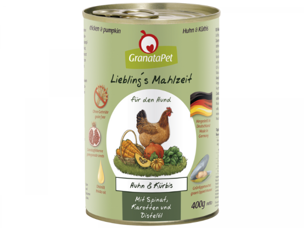 GranataPet Lieblings Mahlzeit Huhn & Kürbis Hundefutter nass 400 g