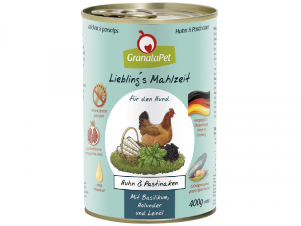 GranataPet Liebling`s Mahlzeit Huhn & Pastinaken Hundefutter nass 400 g