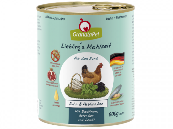 GranataPet Liebling`s Mahlzeit Huhn & Pastinaken Hundefutter nass 800 g