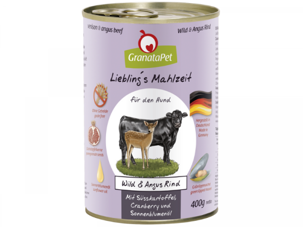 GranataPet Liebling`s Mahlzeit Wild & Angus Rind Hundefutter nass 400 g