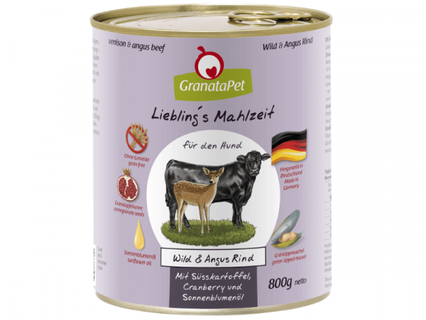 GranataPet Liebling`s Mahlzeit Wild & Angus Rind Hundefutter nass 800 g