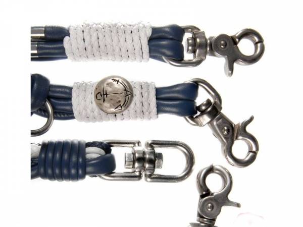 Hundeleine Leder blau/weiß im Marinelook Hundeleine Leder blau/weiß im Marinelook