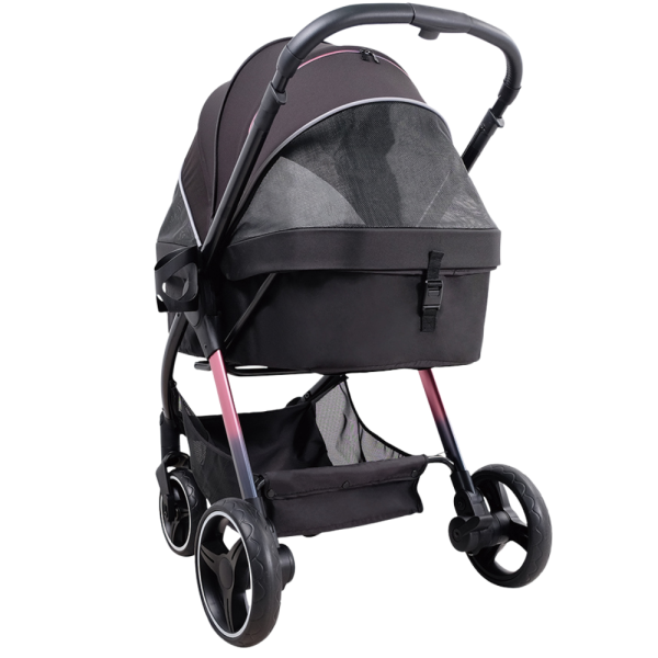 Ibiyaya® Retro Luxe Black Prism Hundebuggy schwarz Vorderansicht