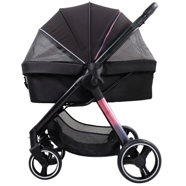 Ibiyaya® Retro Luxe Black Prism Hundebuggy schwarz Seitenansicht geschlossen