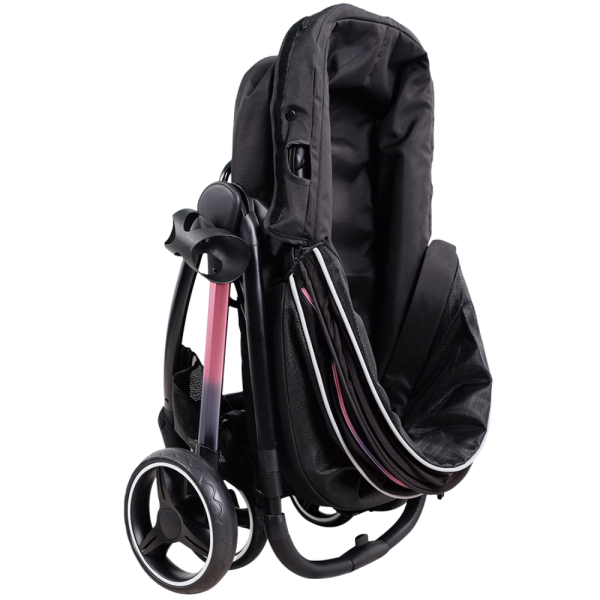 Ibiyaya® Retro Luxe Black Prism Hundebuggy schwarz geklappt