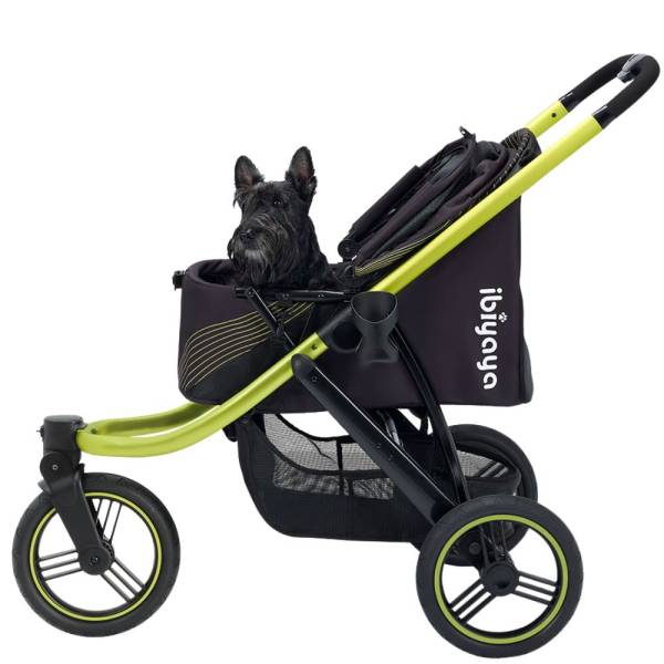 Ibiyaya® The Beast Jet Black Hundebuggy schwarz mit Hund Verdeck unten