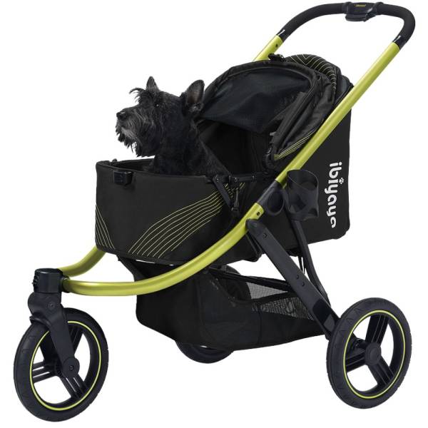 Ibiyaya® The Beast Jet Black Hundebuggy schwarz mit schwarzem Hund