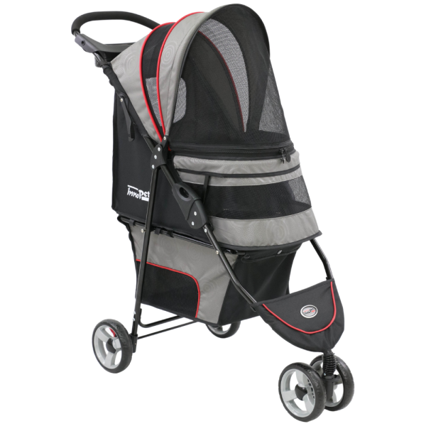 InnoPet® Avenue Hundebuggy für kleine Hunde hellgrau rot