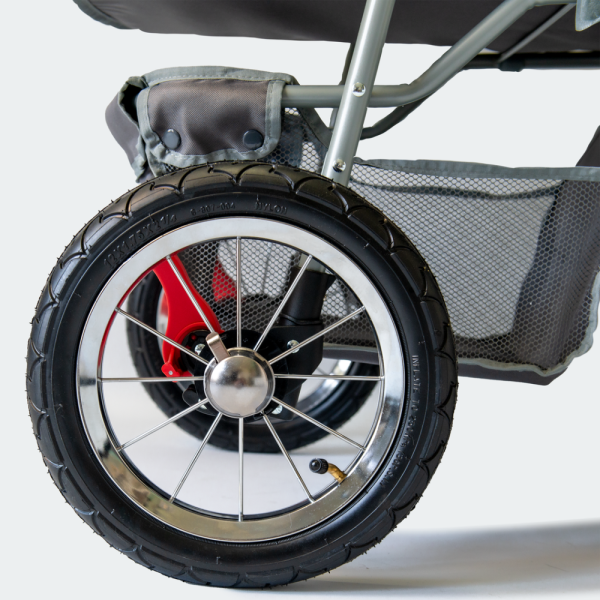Hundebuggy Comfort Air ECO schwarz grau  Hinterrad
