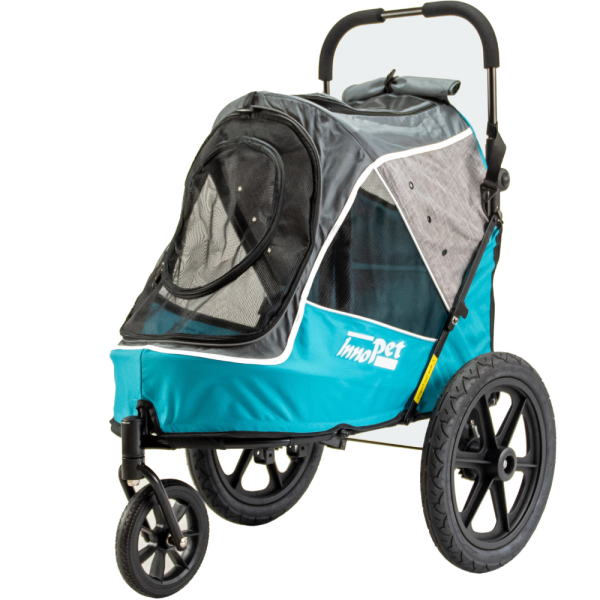 Hundebuggy Sporty-Trailer blau grau für kleine Hunde