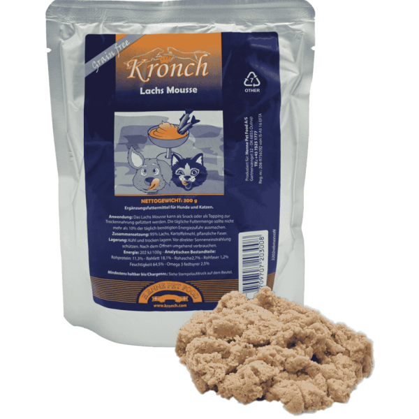 Kronch Lachs Mousse  für Hunde und Katzen im 300 g Beutel
