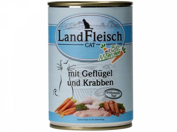 LandFleisch Cat Schlemmertopf mit Geflügel & Krabben Katzenfutter LandFleisch Cat Schlemmertopf mit Geflügel & Krabben Katzenfutter