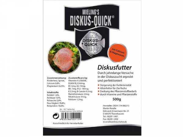 Mieling`s Diskus-Quick Fisch-Frostfutter für Diskus-Fische 7 x 500 g