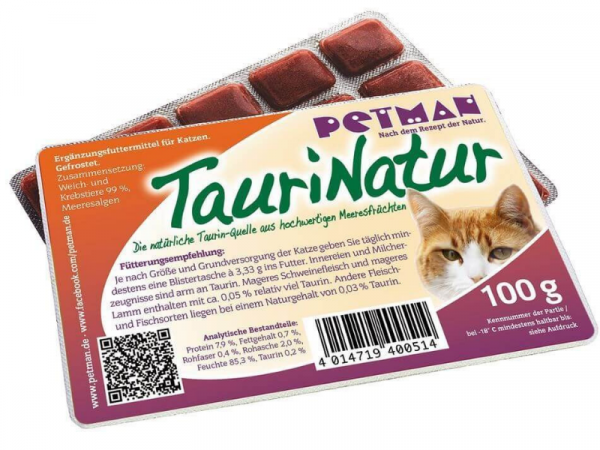 Petman 4Cats TauriNatur Blister BARF Katzen-Frostfutter 50 x 100 g