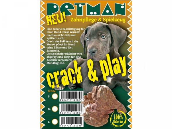 Petman Beißwurzel Crack and Play Gr. L Etikett Vorderansicht