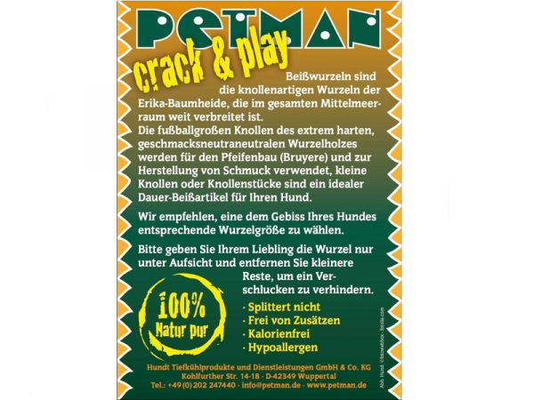 Petman Beißwurzel Crack and Play Gr. S Etikett Hinteransicht