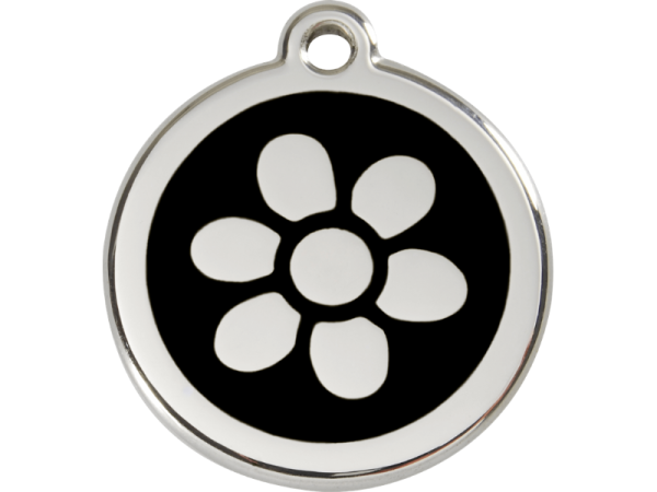 Red Dingo Hundemarke Blume schwarz mit Gravur