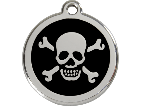 Red Dingo Hundemarke Totenkopf & Knochen schwarz mit Gravur