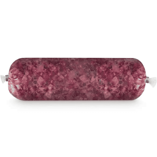 Rindfleisch-Mix mit Pansen Frostfutter für Hunde in der Wurstverpackung