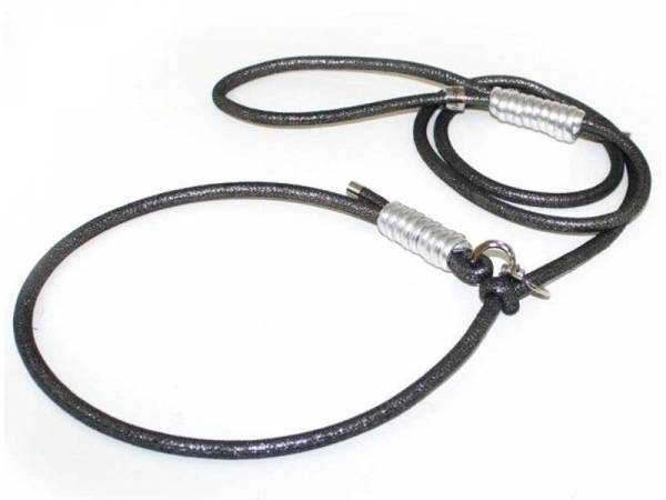 Showleine aus Nappaleder anthrazit silber Showleine aus Nappaleder anthrazit silber
